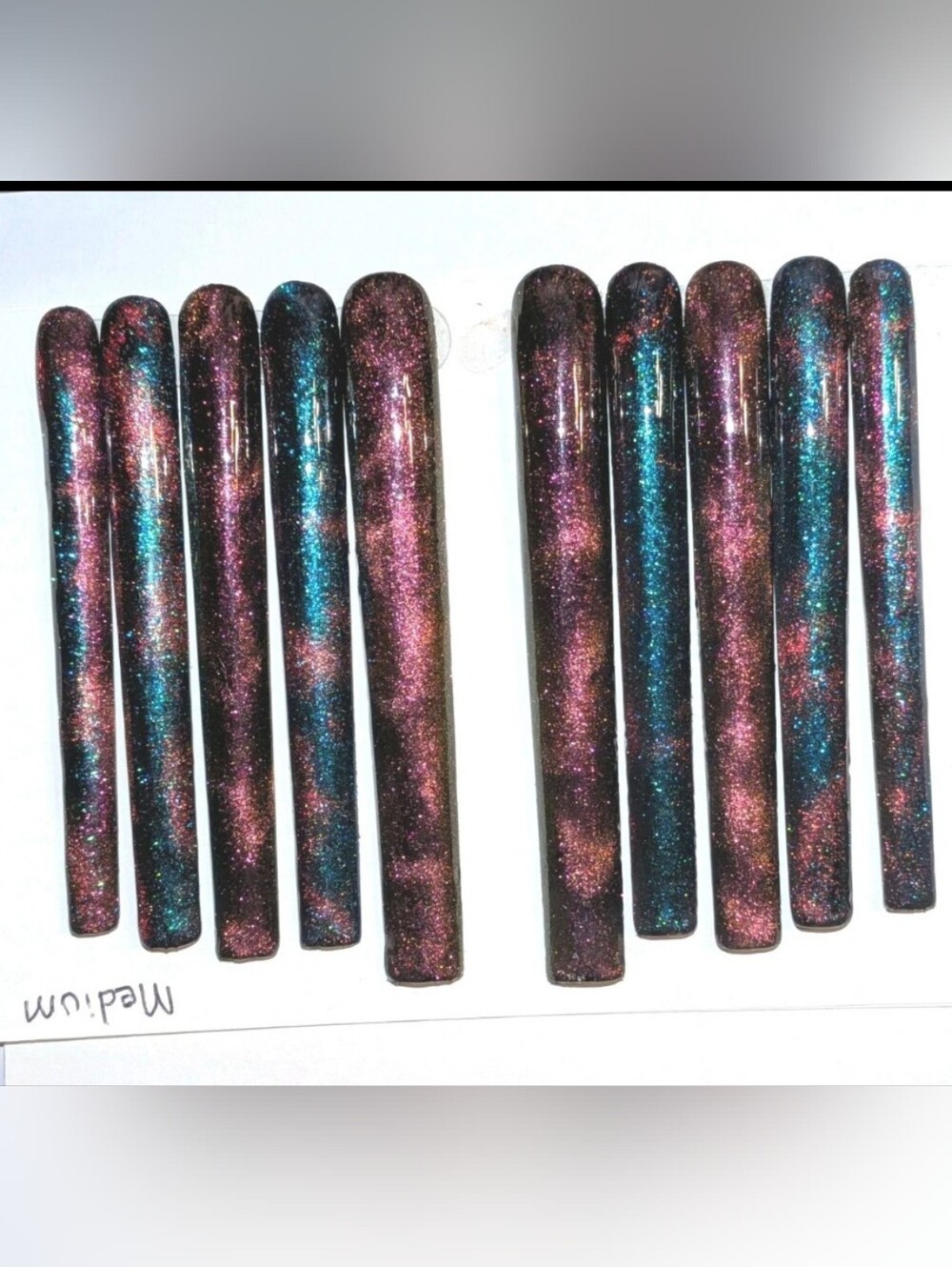 Hand crafted custom Square Cateye 10pc 6xl acrylic press on nails sz Medium - Picture 13 of 17